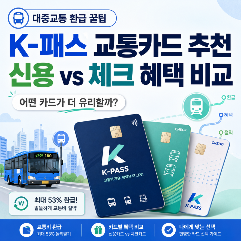 K패스 교통카드 추천! 체크카드 vs 신용카드 혜택 완벽 비교 총정리