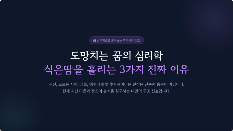 도망치는 꿈 귀신, 모르는사람, 괴물, 맹수에게 쫓기며 "땀 흘린 진짜 이유" 3가지