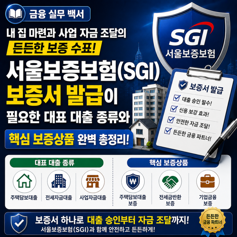 [금융 실무 백서] 서울보증보험(SGI) 보증서 발급이 필요한 대표 대출 종류와 핵심 보증상품 ....