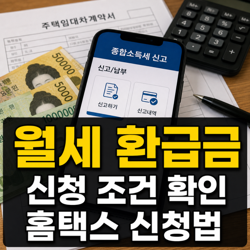 월세 환급금 신청방법과 조건, 홈택스 신청법과 기간 총정리