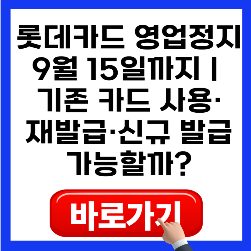 롯데카드 영업정지 9월 15일까지｜기존 카드 사용·재발급·신규 발급 가능할까?