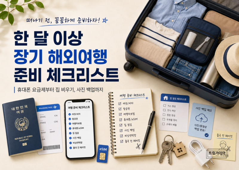 한 달 이상 장기 해외여행 준비 체크리스트｜휴대폰 요금제부터 집 비우기, 사진 백업까지