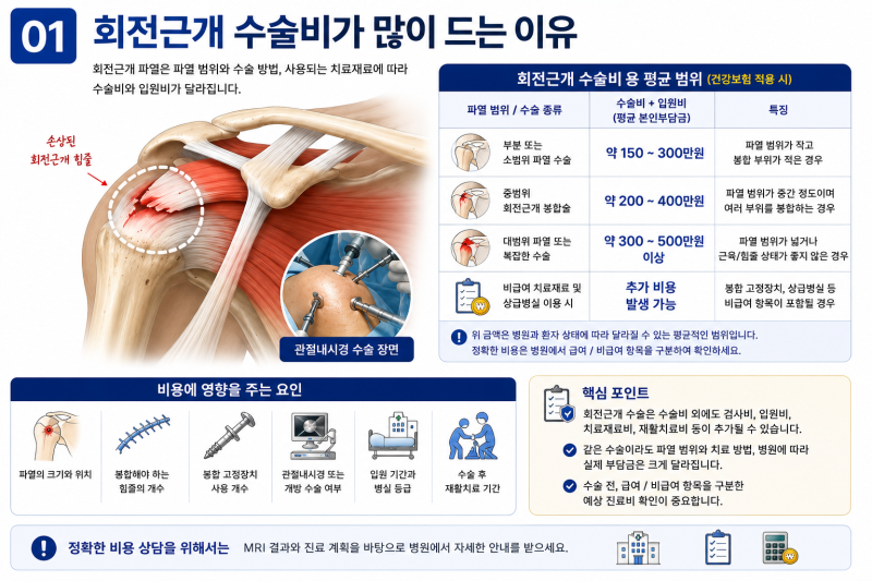 어깨 회전근개 수술 비용 생각보다 많이 듭니다