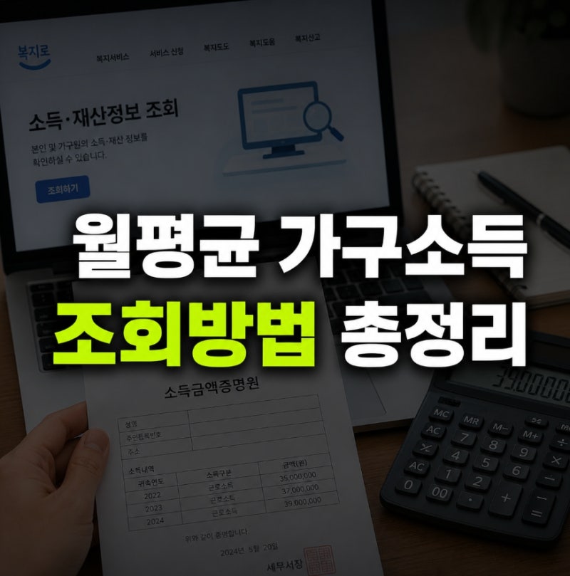 월평균가구소득 조회 방법 2026 총정리, 기준표부터 내 소득 확인까지