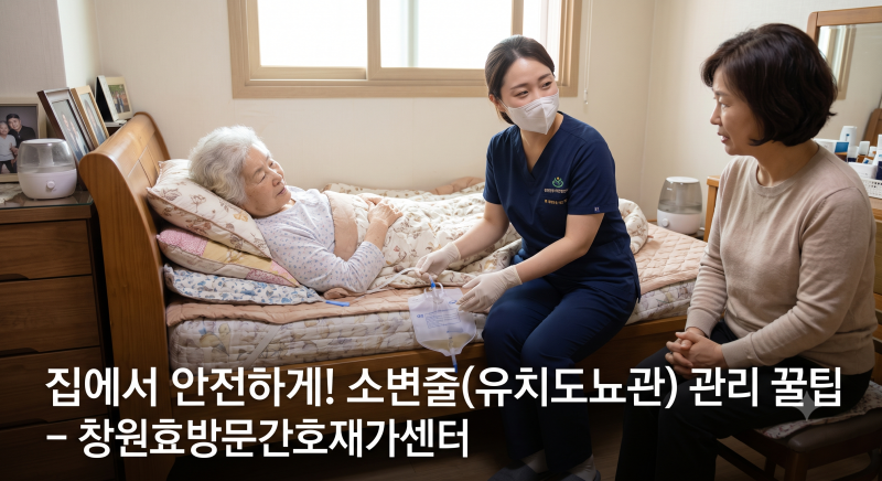 [창원/마산/진해/김해 방문간호 요양] 집에서 소변줄(유치도뇨관) 유지하기 힘드신가요? 올바....