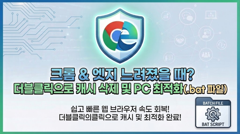 크롬 & 엣지 느려졌을 때? 더블클릭 으로 캐시 삭제 및 PC 최적화 (.bat 파일)