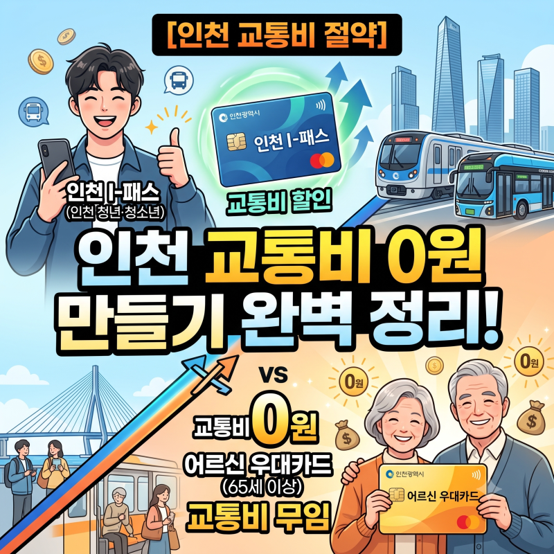 인천 I-패스 vs 어르신 우대카드? [인천 교통비 절약]교통비 0원 만드는 법 완벽 정리!
