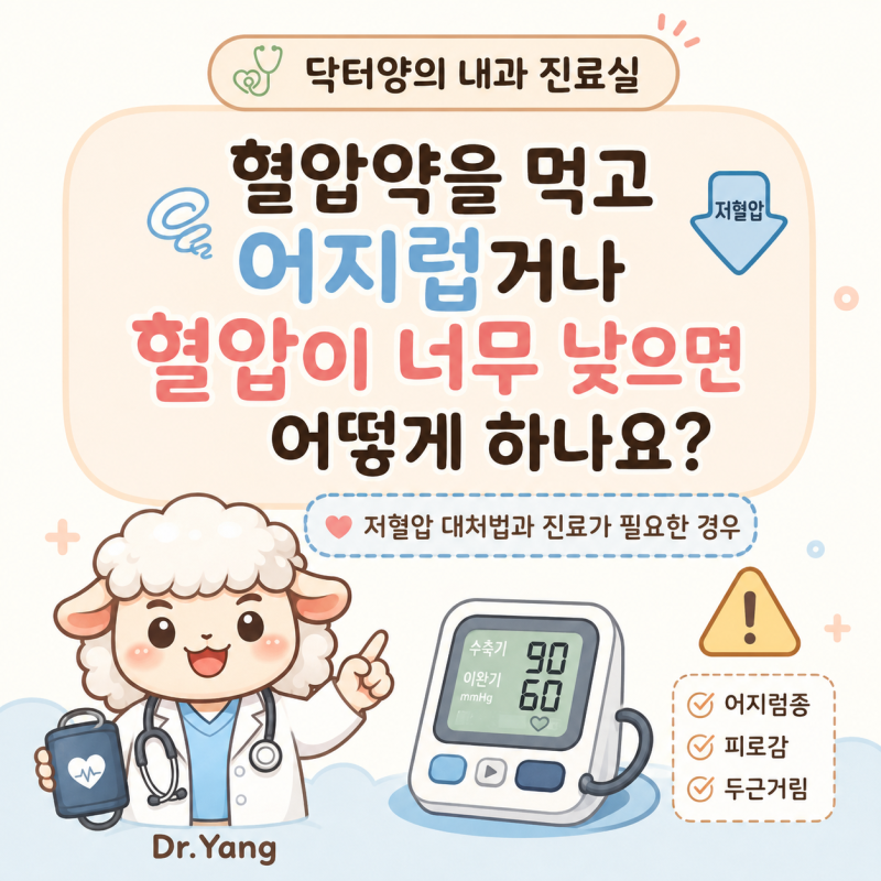 혈압약을 먹고 어지럽거나 혈압이 너무 낮으면 어떻게 하나요?