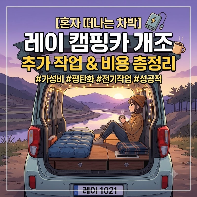 레이 캠핑카 개조 추가 작업, 비용 총정리 (혼자 떠나는 차박)