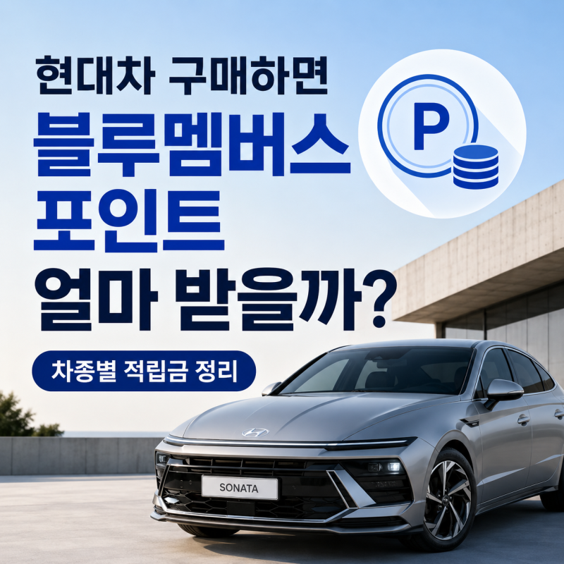 현대차 구매하면 블루멤버스 포인트 얼마 받을까? 차종별 적립금 정리