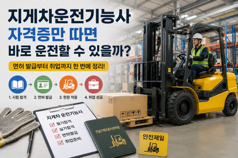지게차운전기능사 자격증만 따면 바로 운전할 수 있을까? 면허 발급부터 취업까지