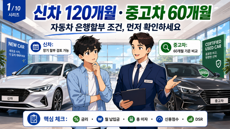 신차 120개월·중고차 60개월 자동차 은행할부 조건 정리