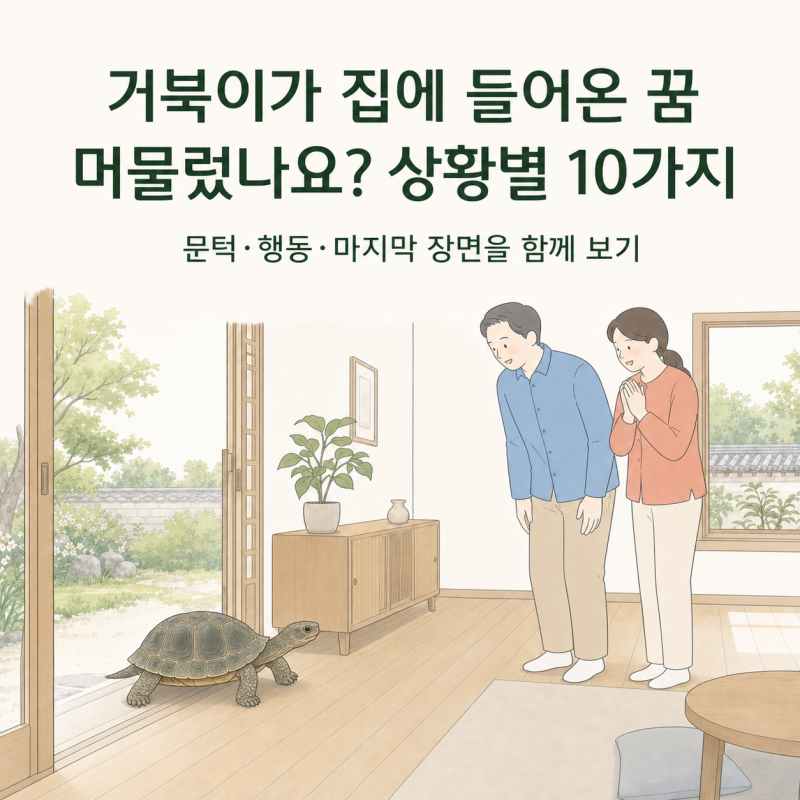 거북이 꿈해몽 | 거북이가 집에 들어온 꿈, 머물렀나요? 상황별 해몽 10가지