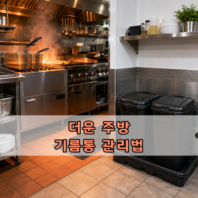 더운 주방에서 기름통을 안전하게 관리하는 방법은 무엇일까요?