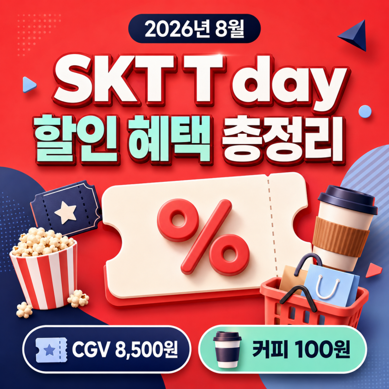 2026년 8월 SKT T day 혜택 총정리｜T데이 CGV 8,500원·커피 100원