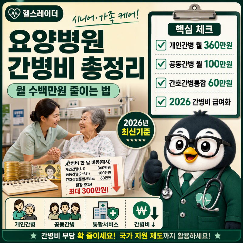요양병원 간병비 총정리 (2026 공동·개인 비용·간호간병통합·급여화·절감법)