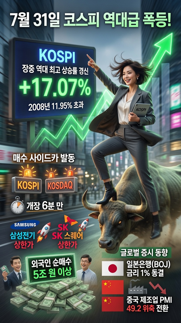 #  <b>코스피 사상 최대 폭등</b>! 장중 17% 급등에 삼성전기... 
