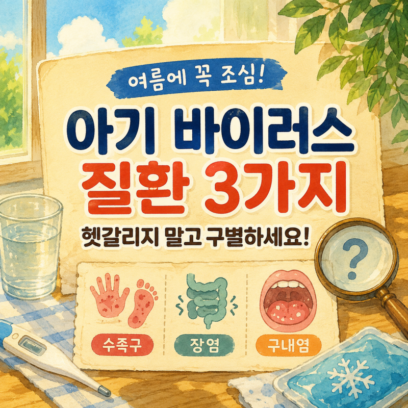 여름철 아기 바이러스 질환 총정리! 수족구, 장염, 구내염 쉽게 구별하는 법