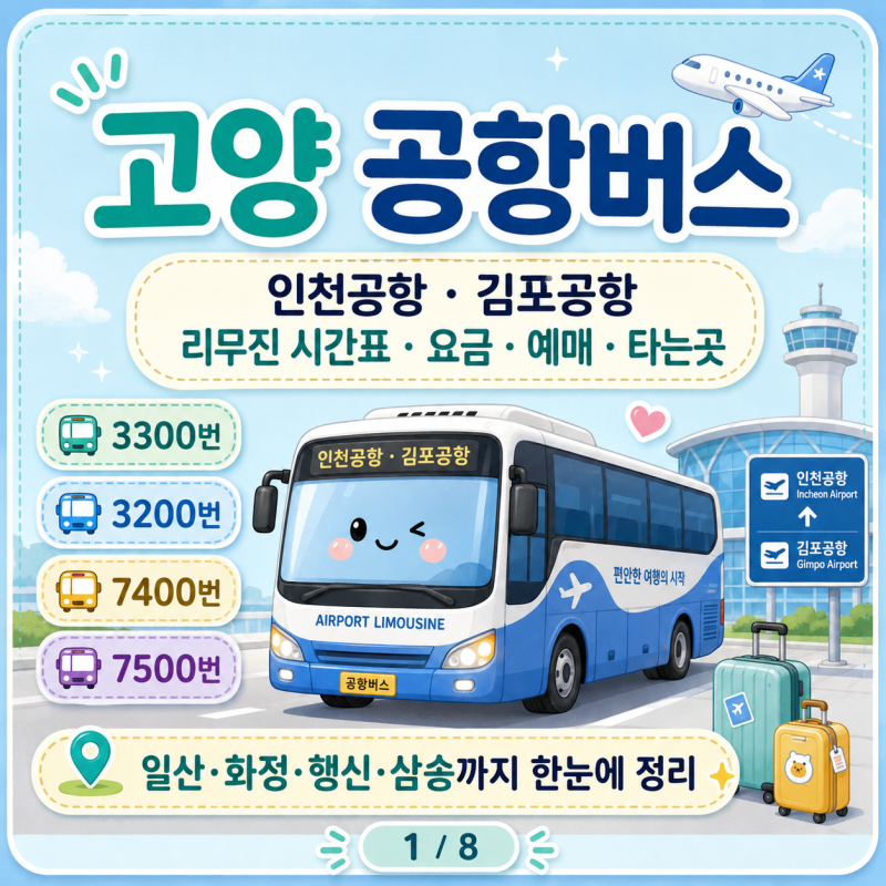 고양 공항버스, 인천공항·김포공항 리무진 시간표 요금 예매 타는곳 한 번에 정리