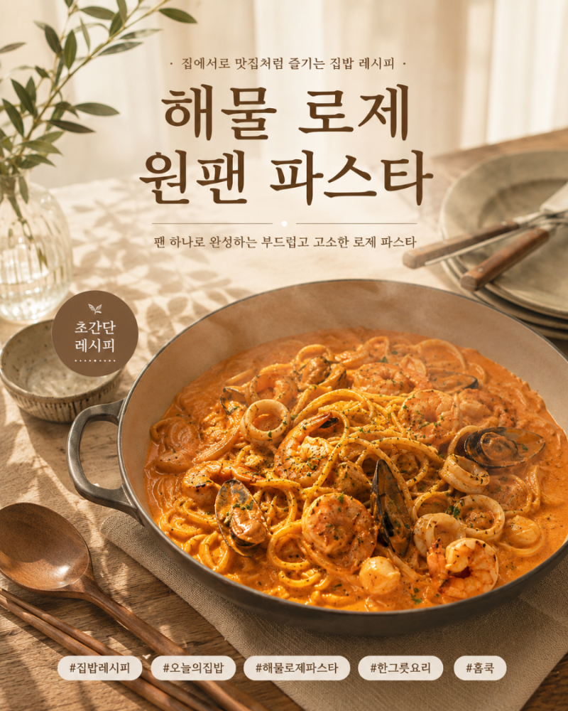 해물믹스 로제 원팬 스파게티 레시피 | 팬 하나로 완성하는 방학 점심 메뉴