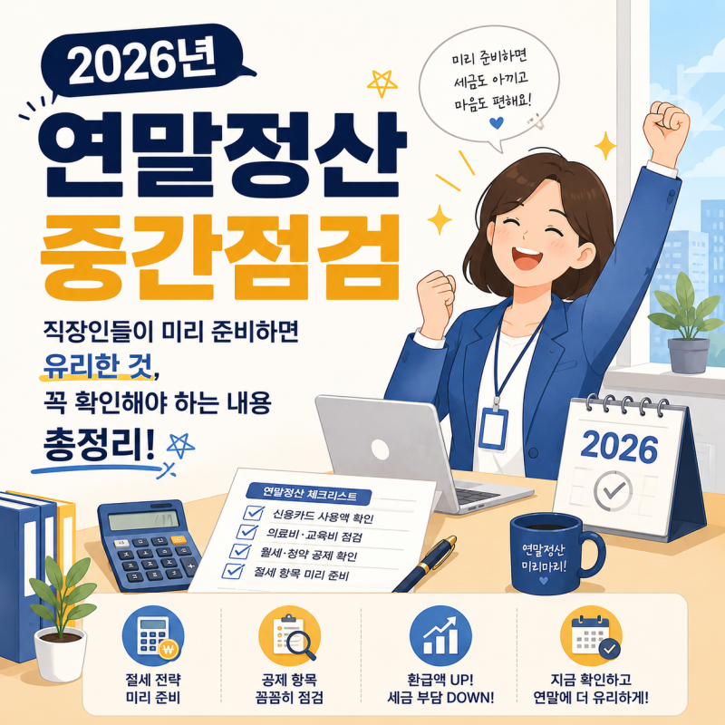 2026년 연말정산 중간점검, 2026 변경사항, 직장인들이 미리 준비하면 유리한 것, 꼭 확인해야 ....