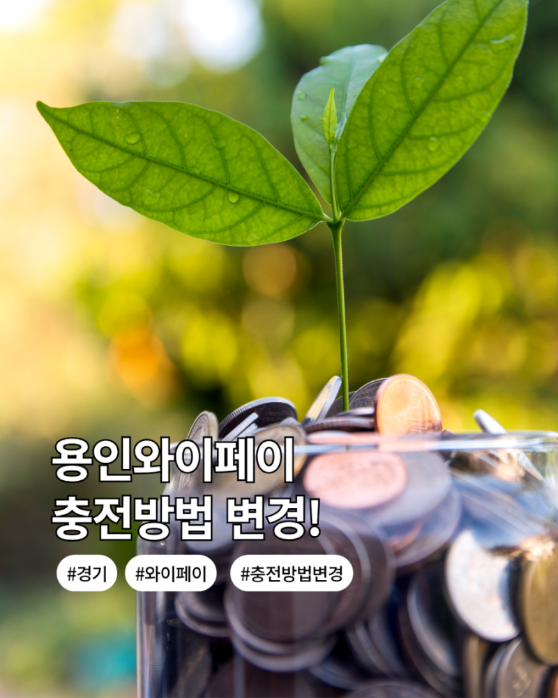 용인와이페이 충전방법 변경! 8월 1일부터 오후 1시에 충전하세요