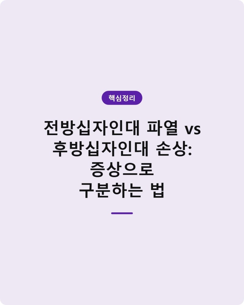 전방십자인대 파열 vs 후방십자인대 손상: 증상으로 구분하는 법