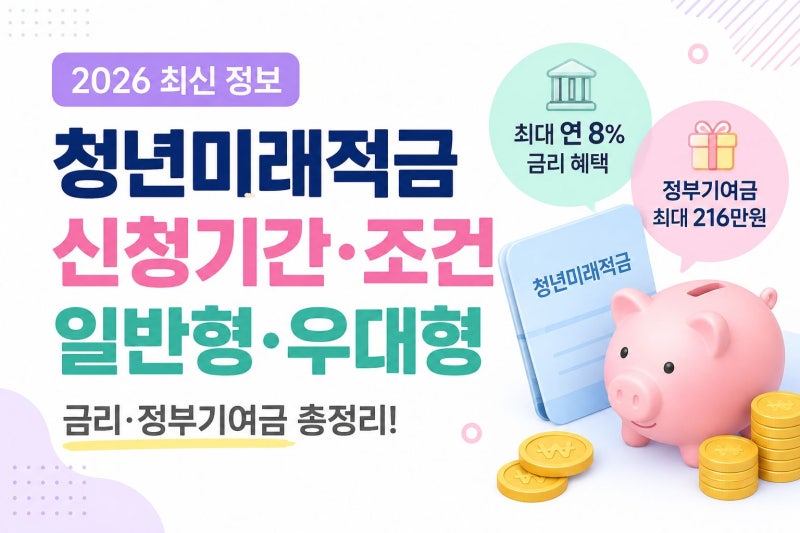 2026 청년미래적금 신청기간·조건·일반형·우대형 금리·정부기여금