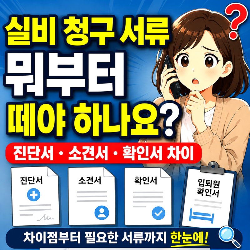 실비 청구 서류 뭐부터 떼야 하나요? 진단서 소견서 확인서 차이