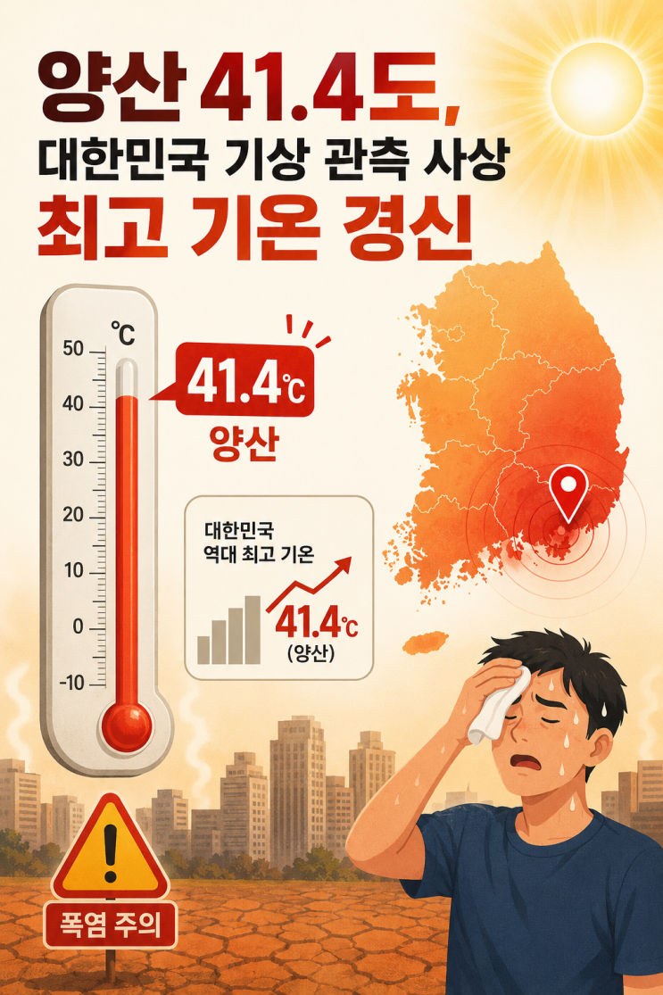 사흘 연속 <b>40도</b>, <b>양산</b> 폭염 왜 이렇게 심한지 확인