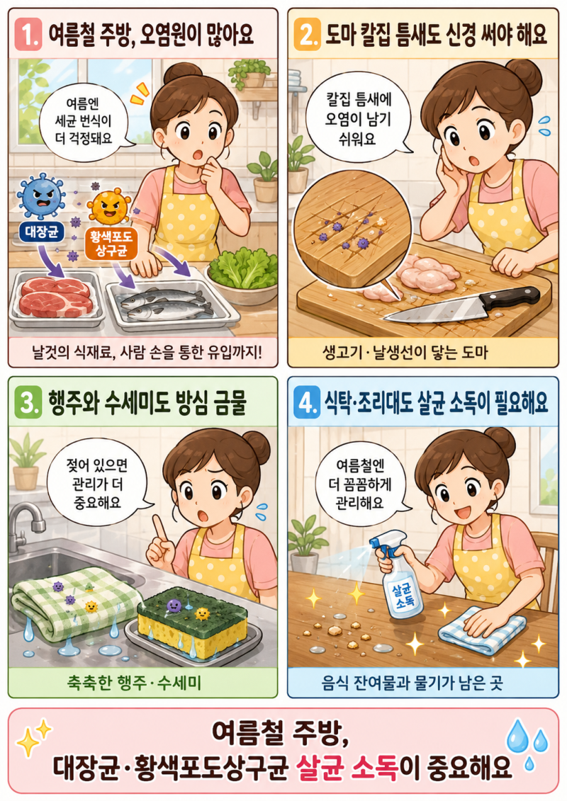 여름철 식중독 예방｜대장균·황색포도상구균, 익히기만 하면 끝일까?