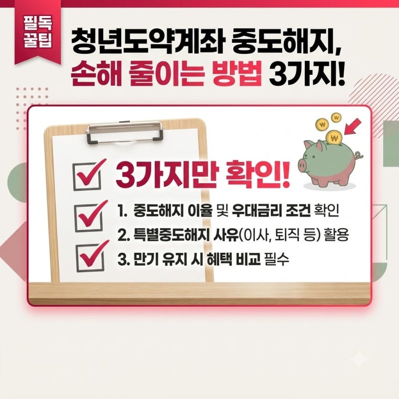 청년도약계좌 중도해지 손해 줄이는 방법,만 확인해도 손실을 피하네요