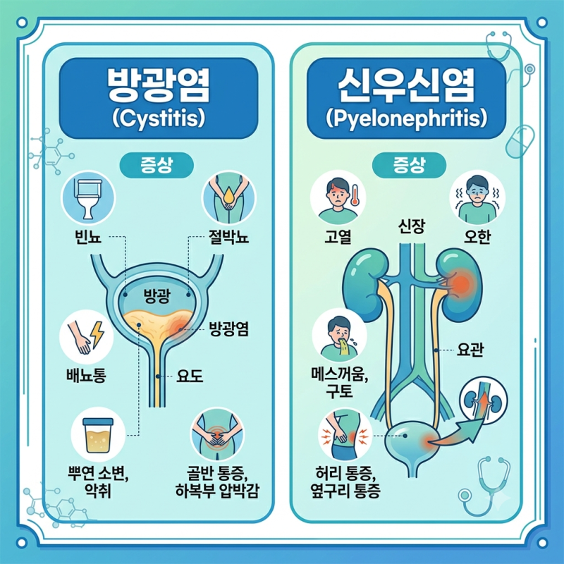 방광염 vs 신우신염 증상 결정적 차이점과 치료 및 일상 속 예방법