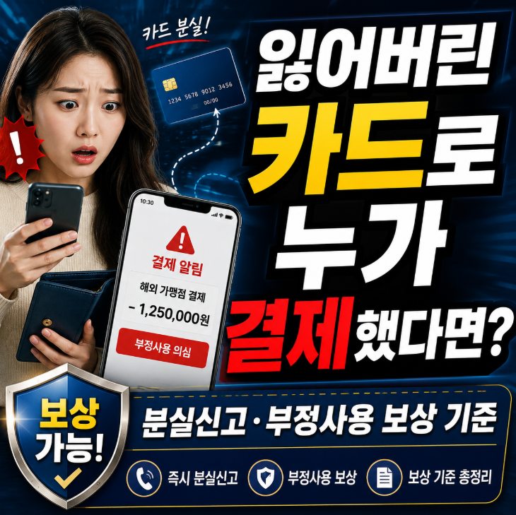 신용카드 분실 후 누가 사용했다면 보상받을 수 있을까? 부정사용 신고·보상 기준 정리