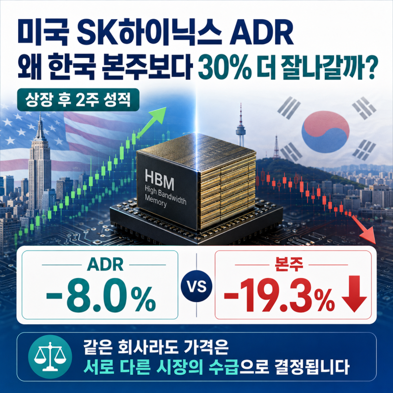 미국 SK하이닉스 ADR 한국 본주식 보다 '30%' 더 잘나가는 진짜 이유