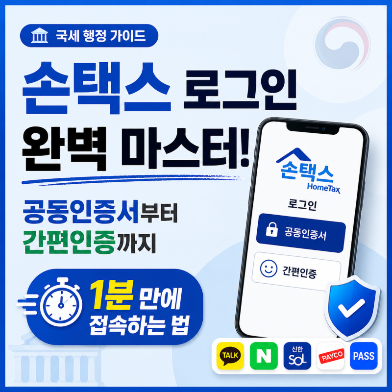 [국세 행정 가이드] 손택스 로그인 완벽 마스터: 공동인증서부터 간편인증까지 1분 만에 접속....