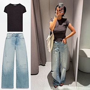 여름 팬츠 코디, ZARA 자라 하이웨이스트 디스트로이드진
