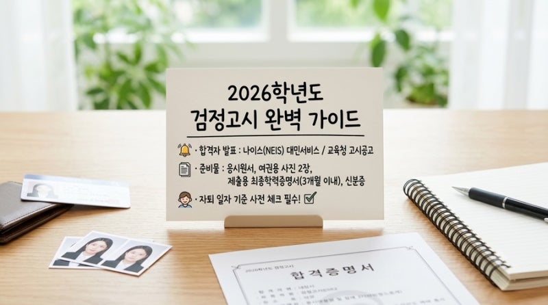 2026 검정고시 합격자 발표 확인 방법 & 다음 시험 원서 접수 일정 총정리