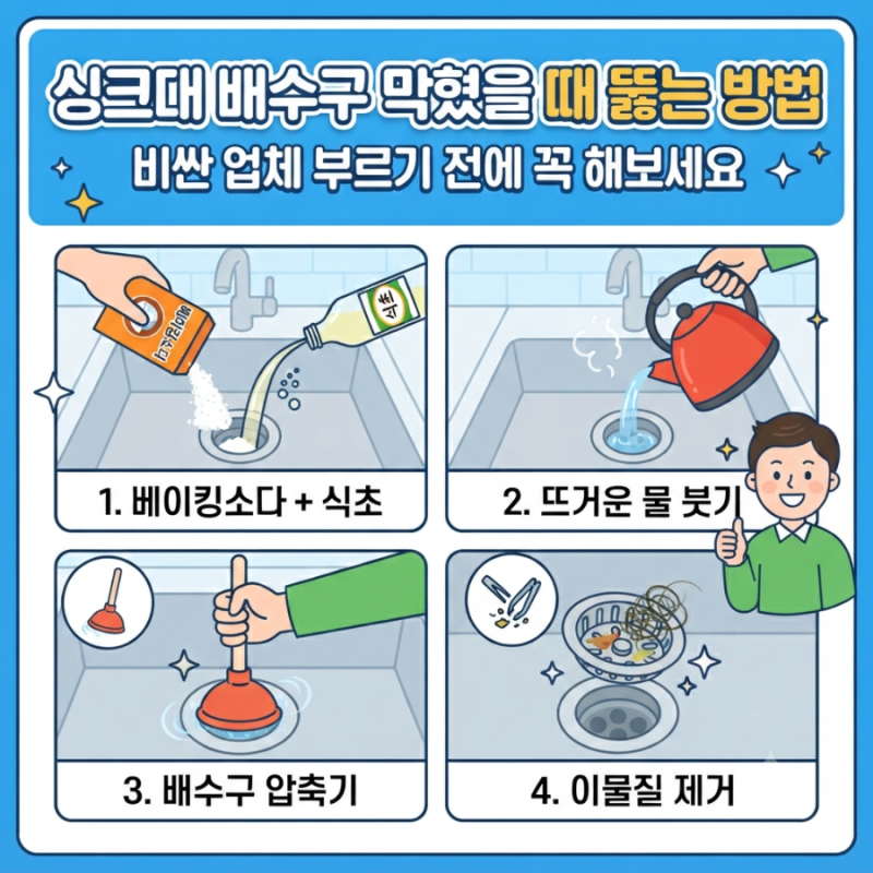 싱크대 배수구 막혔을 때 뚫는 방법｜비싼 업체 부르기 전에 꼭 해보세요