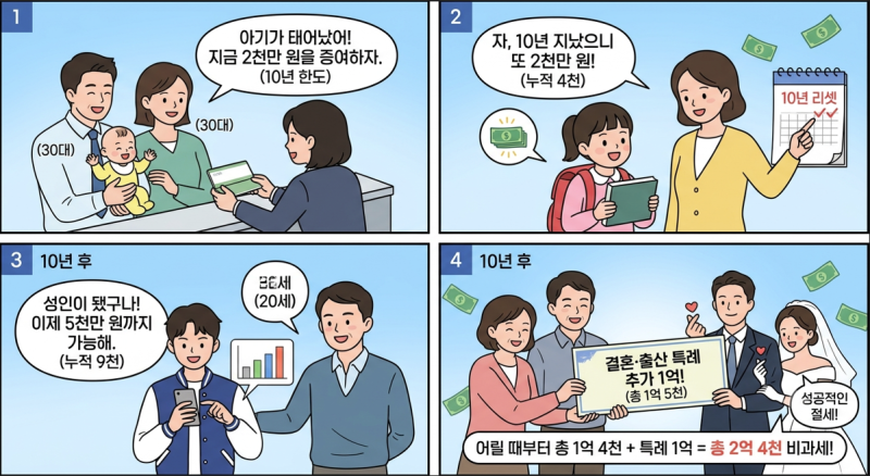 가족 간 세금 안 나오는 증여 한도 총정리 (10년 주기 필수 체크!)