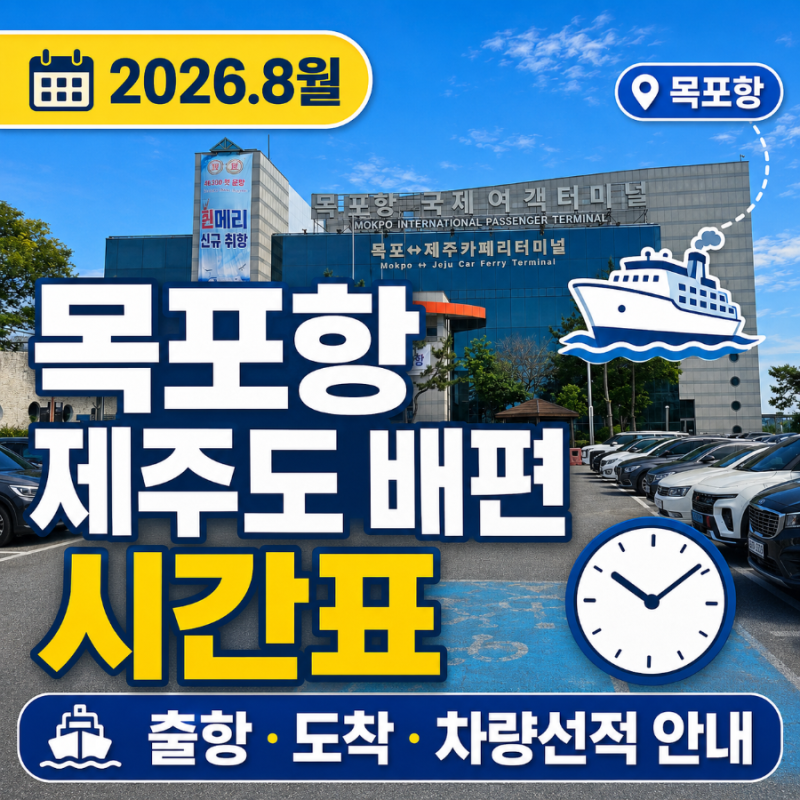 목포항 제주도 배편 시간표｜퀸제누비아호 퀸메리호 운항시간·요금·차량선적 2026.8.27방문