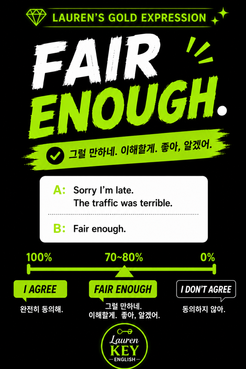 [원어민들이 매일 쓰는 표현] "Fair enough." 뜻? '공평하다'가 아닙니다!
