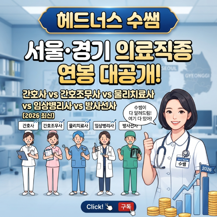 서울·경기 의료직종 연봉 대공개! 간호사 vs 간호조무사 vs 물리치료사 vs 임상병리사 vs 방사....