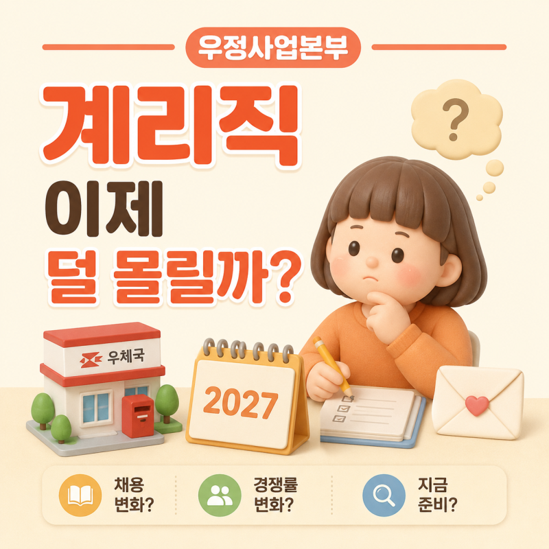 우정사업본부 계리직 우체국 공무원 채용 이제 덜 몰릴까?