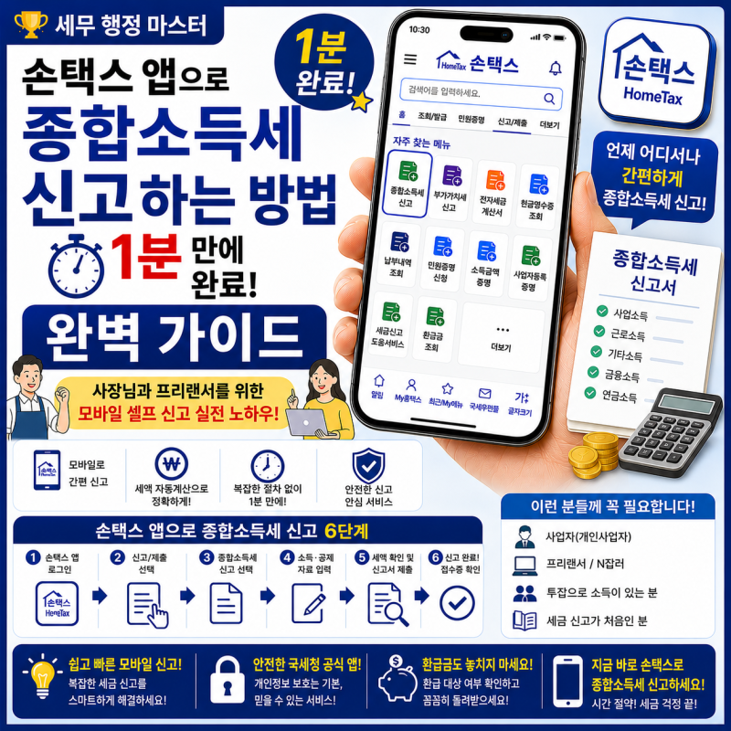 [세무 행정 마스터] 손택스 앱으로 종합소득세 신고하는 방법 완벽 가이드: 사장님과 프리랜....