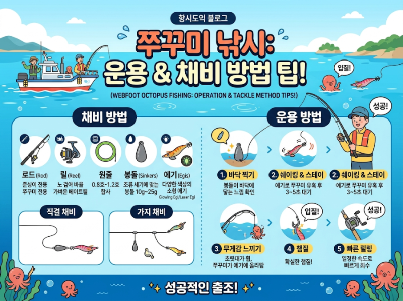 쭈꾸미 선상낚시 채비 조합과 현장 운용방법, 옆 사람보다 2배 더 잡는 노하우