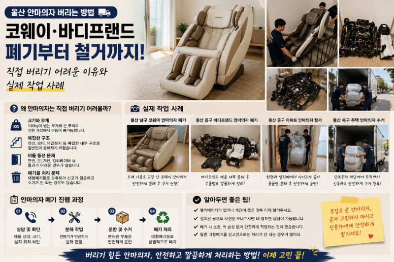 울산 안마의자 버리는 방법 코웨이·바디프랜드 폐기부터 철거까지! 직접 버리기 어려운 이....