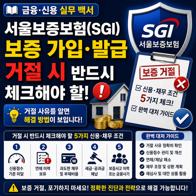 [금융·신용 실무 백서] 서울보증보험(SGI) 보증 가입 및 발급 거절 시 반드시 체크해야 할 신....