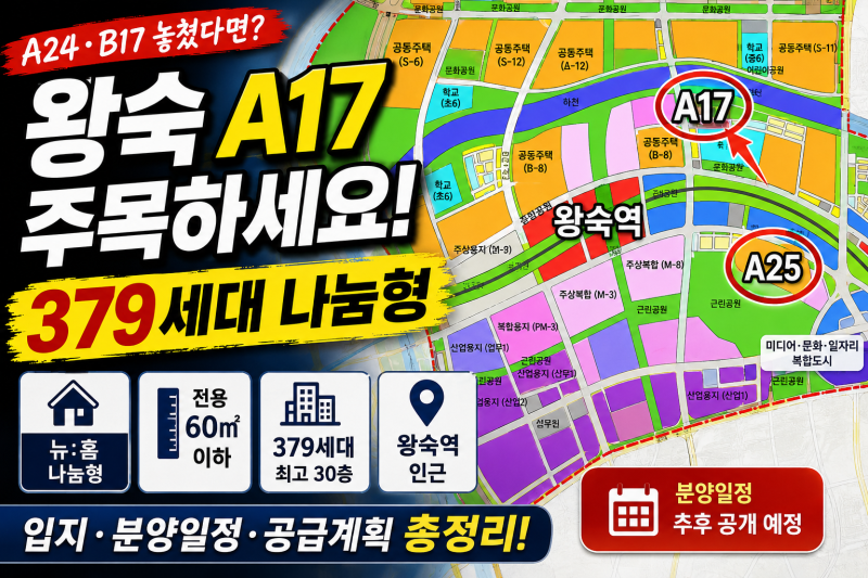 왕숙 A17 기다려도 될까? A24·B17 놓쳤다면 주목｜379세대 나눔형 총정리