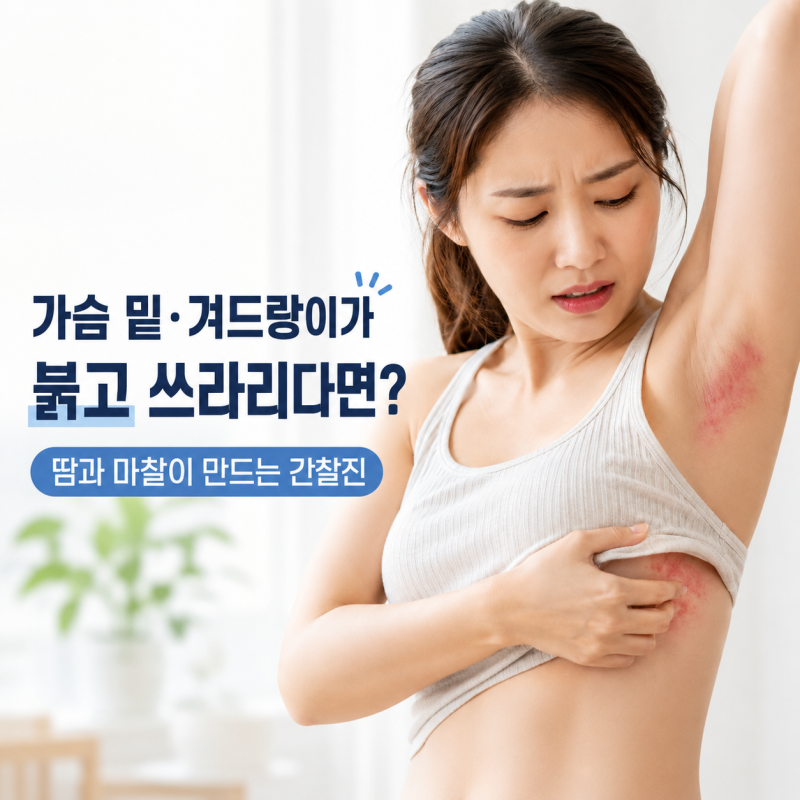 가슴밑, 겨드랑이가 붉고 쓰라린 이유, 땀과 마찰이 만드는 간찰진입니다.